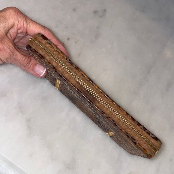 Michael Kors Wallet Leather Snake Moxley Brown Python Full Zip Continental - Picture 8 of 16